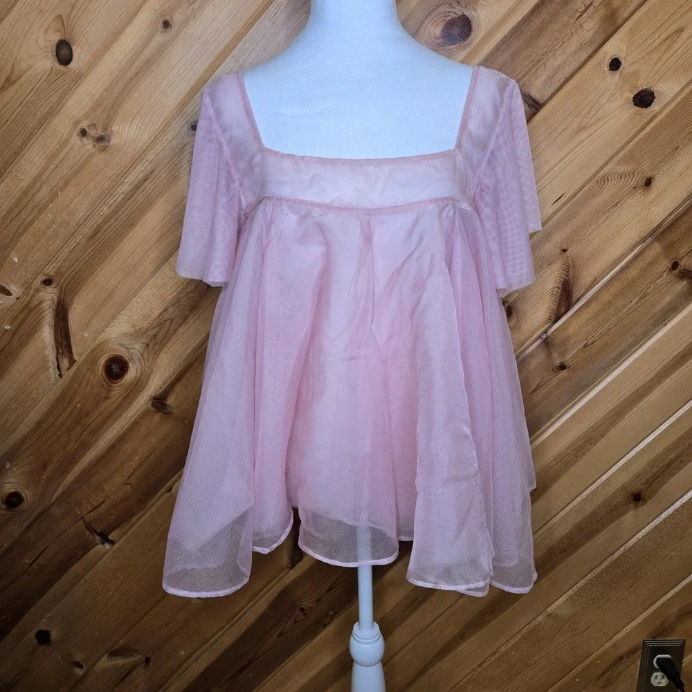 NWT FP Brenda Knight/ Nigel Preston‎ Pale Pink Provence Organza Nylon Top Small